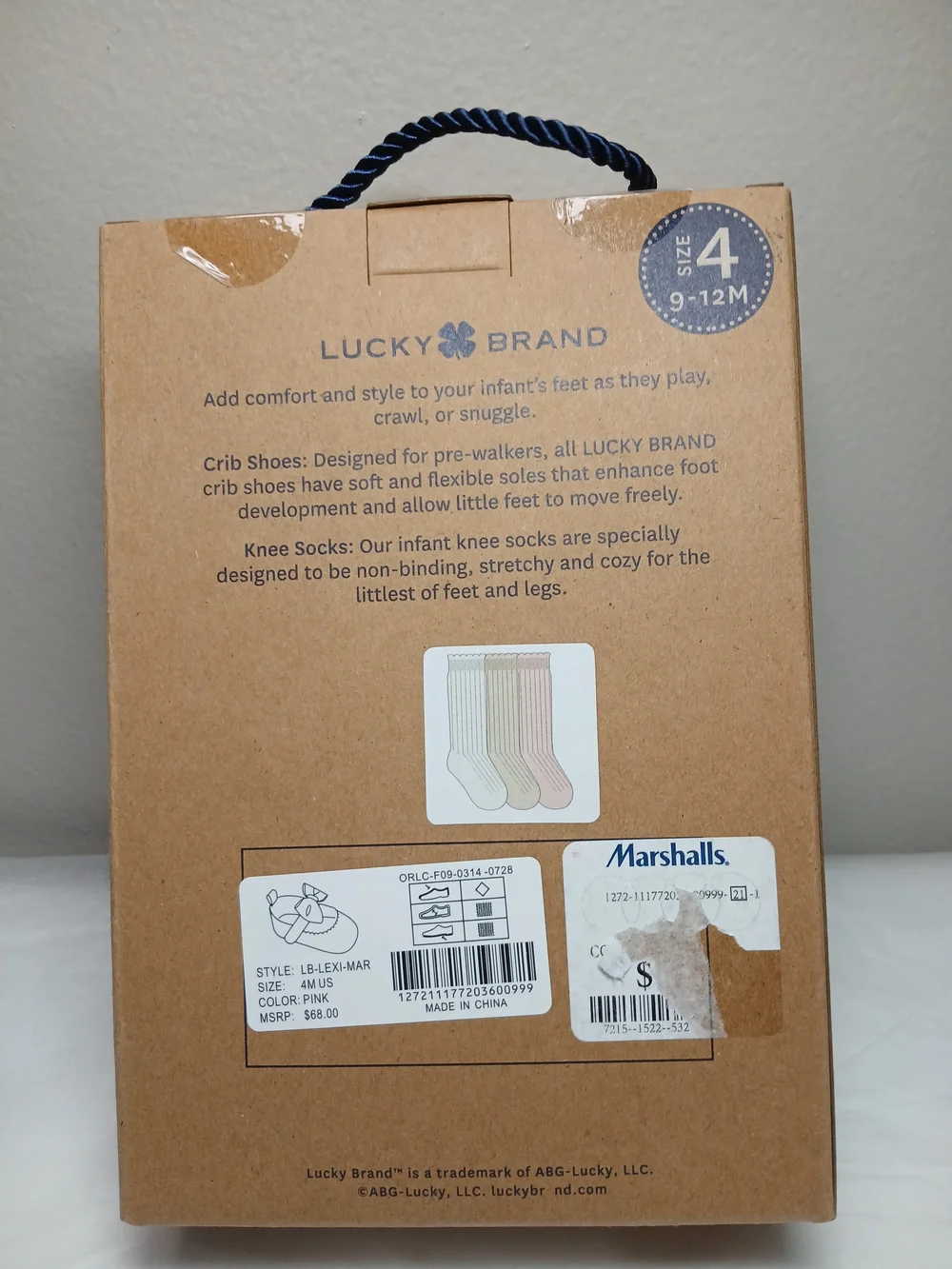 Lucky Brand Blush Bow Crib Shoe Set with Coordinating Knee-Highs